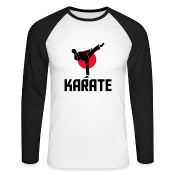 karate - Unisex Long Sleeve Baseball T-Shirt - white/black - Front - Nik (191cm)