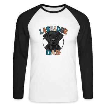 Labrador Papa Chiens Chien Labbi Wilsigns - T-shirt baseball manches longues Homme - blanc/noir - Devant - Nik (191cm)