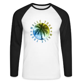Vacances à Malle Tour - T-shirt baseball manches longues Homme - blanc/noir - Devant - Nik (191cm)