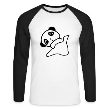 A cute shy little panda sleeping for a child - Unisex Long Sleeve Baseball T-Shirt - white/black - Front - Nik (191cm)