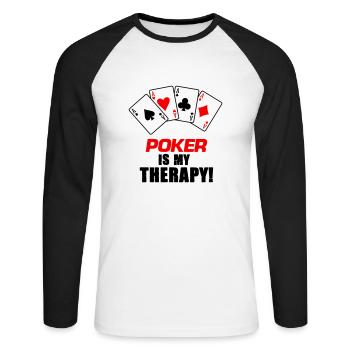 Thérapie par le poker - T-shirt baseball manches longues Homme - blanc/noir - Devant - Nik (191cm)