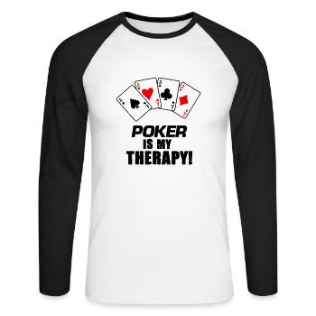 poker therapie - Unisex Baseballshirt langarm - Weiß/Schwarz - Vorne - Nik (191cm)