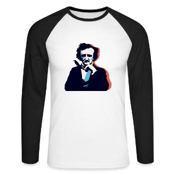 Pensée d’Edgar Allan Poe - T-shirt baseball manches longues Homme - blanc/noir - Devant - Nik (191cm)