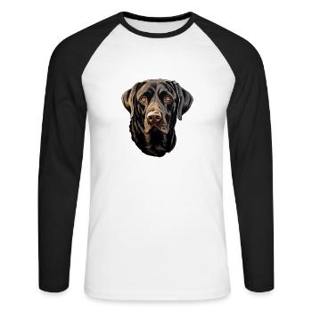 Labrador Retriever - T-shirt baseball manches longues Homme - blanc/noir - Devant - Nik (191cm)