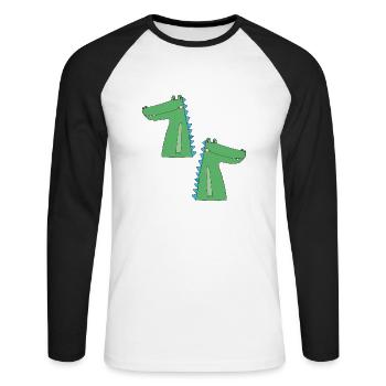 kroko zu zweit - Unisex Baseballshirt langarm - Weiß/Schwarz - Vorne - Nik (191cm)