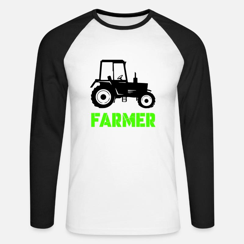 traktor farmer - Unisex Baseballshirt langarm - Weiß/Schwarz