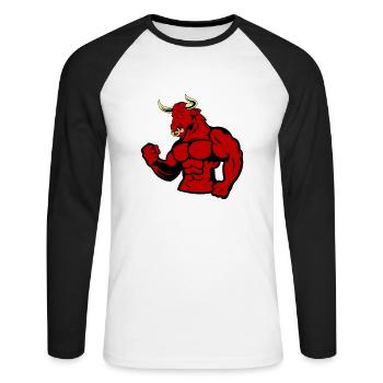 stier - Unisex Baseballshirt langarm - Weiß/Schwarz - Vorne - Nik (191cm)