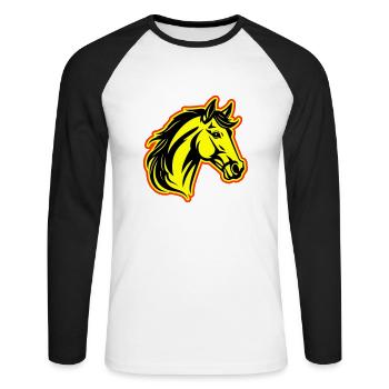 Tête de cheval - T-shirt baseball manches longues Homme - blanc/noir - Devant - Nik (191cm)