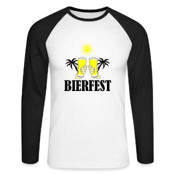 fête de la bière 02 - T-shirt baseball manches longues Homme - blanc/noir - Devant - Nik (191cm)