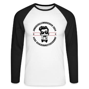 Bachelor party 2024 - Unisex Long Sleeve Baseball T-Shirt - white/black - Front - Nik (191cm)