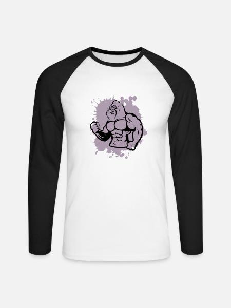 gorilla stark tier - Unisex Baseballshirt langarm - Weiß/Schwarz