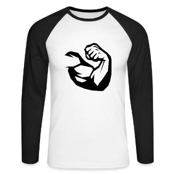 Biceps Fitness - Unisex Long Sleeve Baseball T-Shirt - white/black - Front - Nik (191cm)