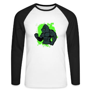Gorilla Strong Animal - Unisex Long Sleeve Baseball T-Shirt - white/black - Front - Nik (191cm)