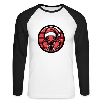 Crabe homard Animal de Noël - T-shirt baseball manches longues Homme - blanc/noir - Devant - Nik (191cm)