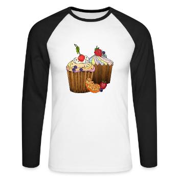 Cakes - Unisex Long Sleeve Baseball T-Shirt - white/black - Front - Nik (191cm)
