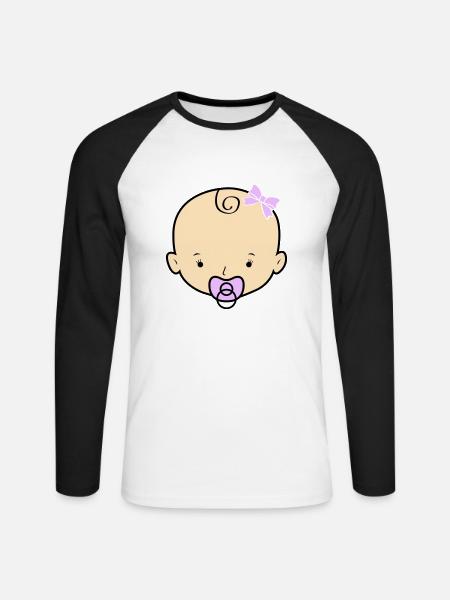 Bébé - T-shirt baseball manches longues Homme - blanc/noir