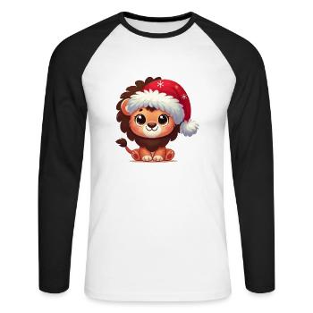 Lion Weihnachten - Unisex Baseballshirt langarm - Weiß/Schwarz - Vorne - Nik (191cm)