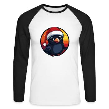 Noël de Raven Crow Noël - T-shirt baseball manches longues Homme - blanc/noir - Devant - Nik (191cm)