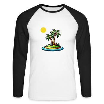 Palmen Insel - Unisex Baseballshirt langarm - Weiß/Schwarz - Vorne - Nik (191cm)