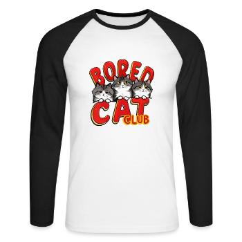 Bored Cat Club - Unisex Long Sleeve Baseball T-Shirt - white/black - Front - Nik (191cm)