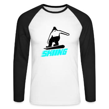 skiing - Unisex Baseballshirt langarm - Weiß/Schwarz - Vorne - Nik (191cm)