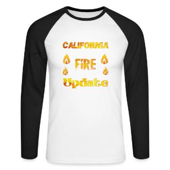 T-shirt California Fire Update 2025 - T-shirt baseball manches longues Homme - blanc/noir - Devant - Nik (191cm)