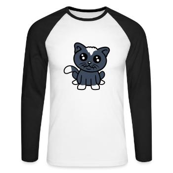 Cat Pet Cute Cute Kitten Friendly - Unisex Long Sleeve Baseball T-Shirt - white/black - Front - Nik (191cm)