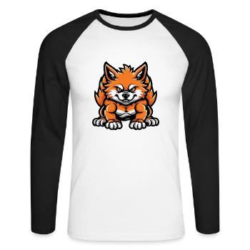 Pomeranian Dog Muscles Bodybuilding - Unisex Long Sleeve Baseball T-Shirt - white/black - Front - Nik (191cm)