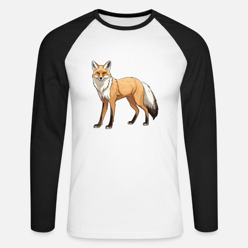 Fuchs Tier - Unisex Baseballshirt langarm - Weiß/Schwarz