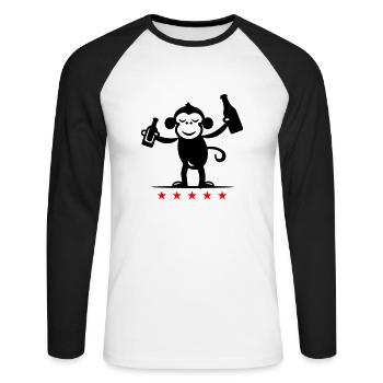 Bière de singe de fête - T-shirt baseball manches longues Homme - blanc/noir - Devant - Nik (191cm)