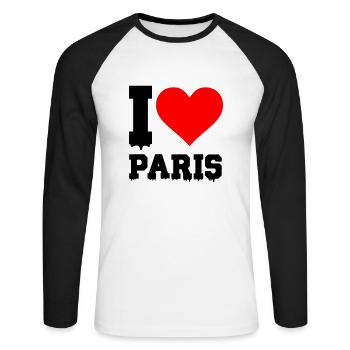 J’adore Paris - T-shirt baseball manches longues Homme - blanc/noir - Devant - Nik (191cm)