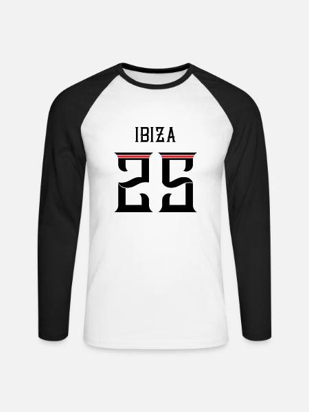 Ibiza 25 Shirt 2025 - Unisex Long Sleeve Baseball T-Shirt - white/black