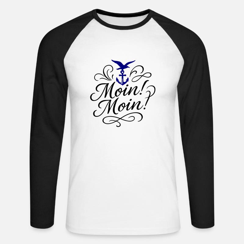 Moin Moin Spruch - Unisex Baseballshirt langarm - Weiß/Schwarz