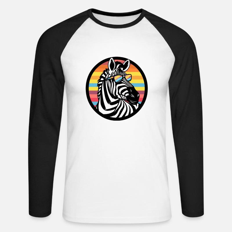 Zebra Comic Cool - Unisex Baseballshirt langarm - Weiß/Schwarz