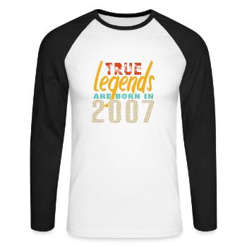 The True Legends were born in 2007. Year 2025. - Unisex Long Sleeve Baseball T-Shirt - white/black - Front - Nik (191cm)