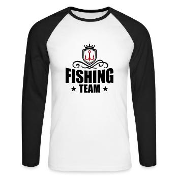 Hameçon de pêche en équipe de pêche - T-shirt baseball manches longues Homme - blanc/noir - Devant - Nik (191cm)
