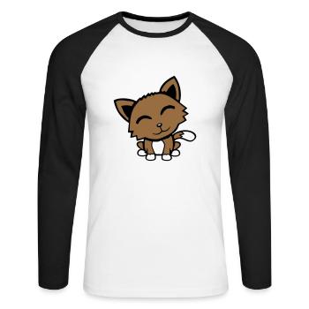 Cat Pet Animal Cute Little Kitten Friendly - Unisex Long Sleeve Baseball T-Shirt - white/black - Front - Nik (191cm)