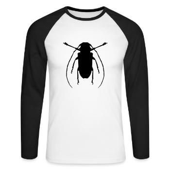 Käfer - Unisex Baseballshirt langarm - Weiß/Schwarz - Vorne - Nik (191cm)