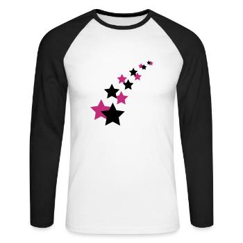 Star, les étoiles - T-shirt baseball manches longues Homme - blanc/noir - Devant - Nik (191cm)