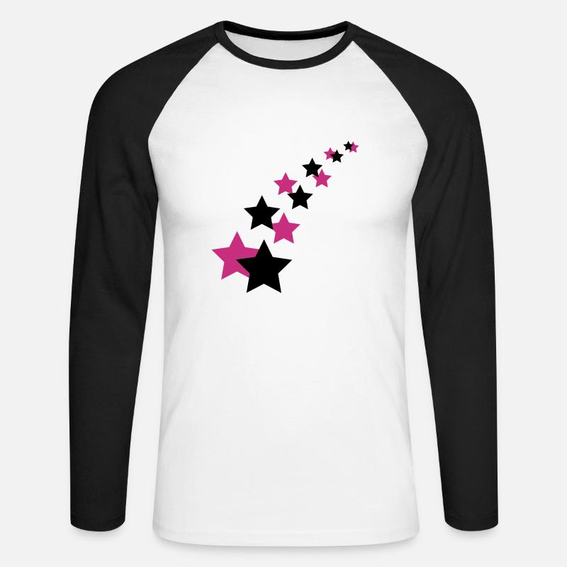 Sterne - Unisex Baseballshirt langarm - Weiß/Schwarz