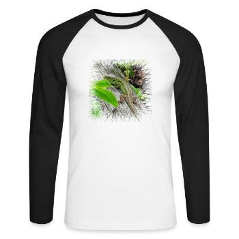 Le lézard de clôture est un reptile très répandu - T-shirt baseball manches longues Homme - blanc/noir - Devant - Nik (191cm)