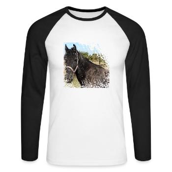 Who does not want to ride on this horse? - Unisex Long Sleeve Baseball T-Shirt - white/black - Front - Nik (191cm)