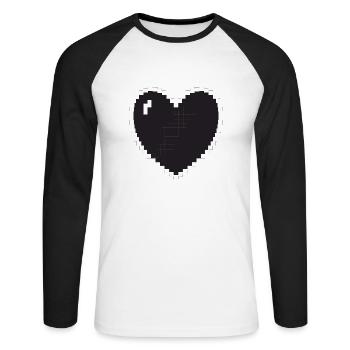 Heart Pixel Gamer Gift - Unisex Long Sleeve Baseball T-Shirt - white/black - Front - Nik (191cm)