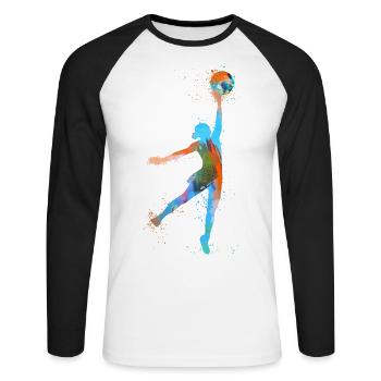 basketball,game,graffiti,painting,basketball player - Unisex Long Sleeve Baseball T-Shirt - white/black - Front - Nik (191cm)