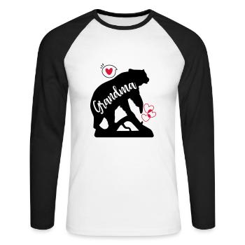 Grandma Bear - Unisex Baseballshirt langarm - Weiß/Schwarz - Vorne - Nik (191cm)