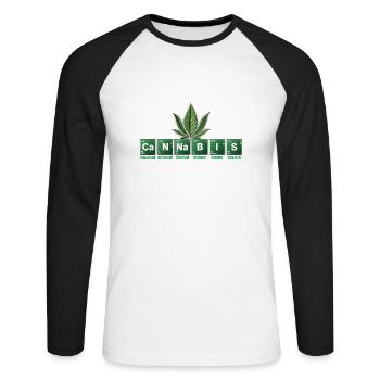 Cannabis - Unisex Baseballshirt langarm - Weiß/Schwarz - Vorne - Nik (191cm)