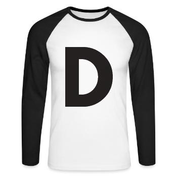 D - Unisex Long Sleeve Baseball T-Shirt - white/black - Front - Nik (191cm)