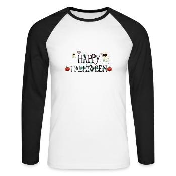 Happy Halloween - T-shirt baseball manches longues Homme - blanc/noir - Devant - Nik (191cm)