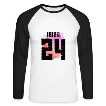 Maillot Ibiza 24 2024 Multicolore - T-shirt baseball manches longues Homme - blanc/noir - Devant - Nik (191cm)