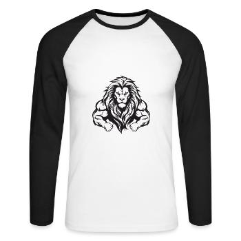 Lion Muscles Gym MMA Fighter - Unisex Long Sleeve Baseball T-Shirt - white/black - Front - Nik (191cm)